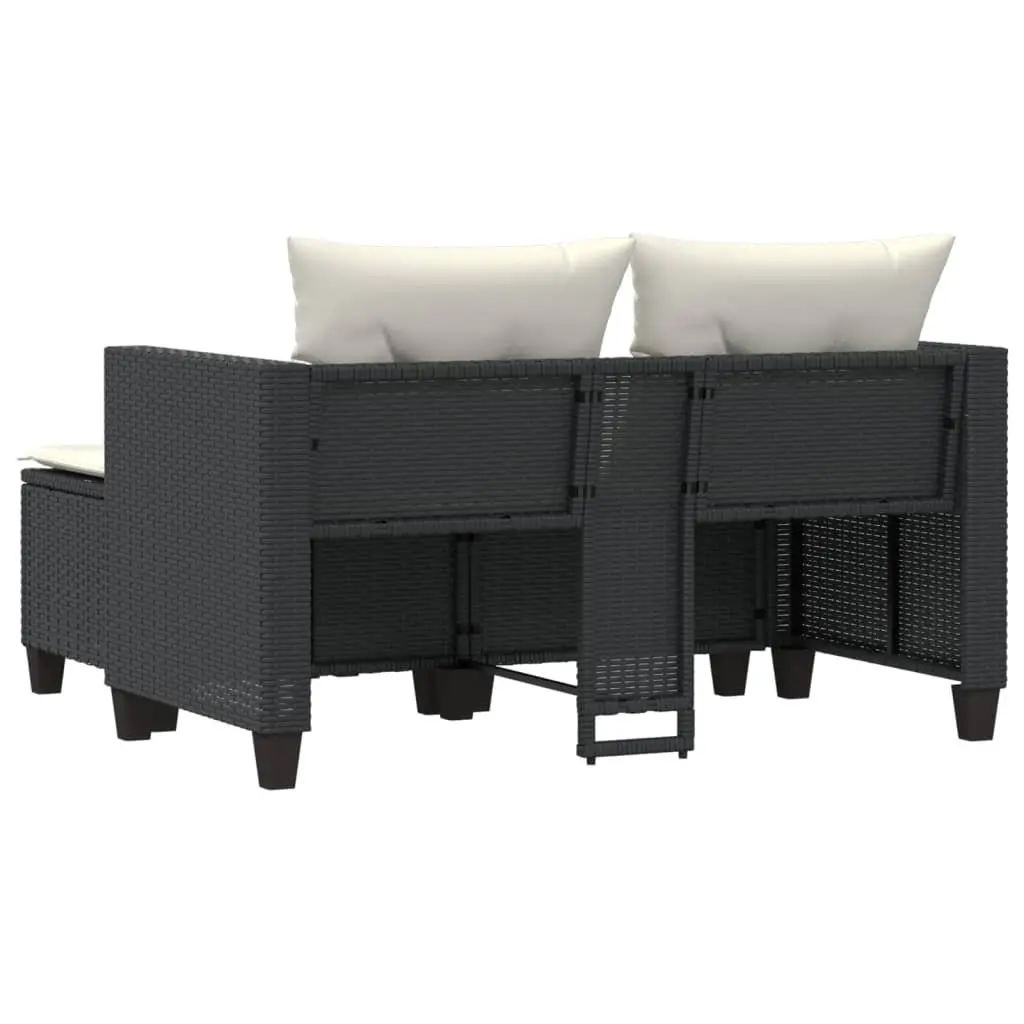 Black Outdoor Garden Sofa Set with Stools