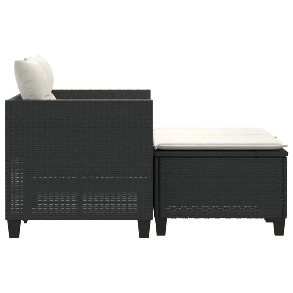 Black Outdoor Garden Sofa Set with Stools