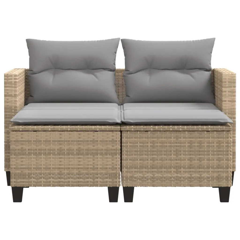 Garden Sofa 2-Seater Outdoor Lounging Beige Poly Rattan