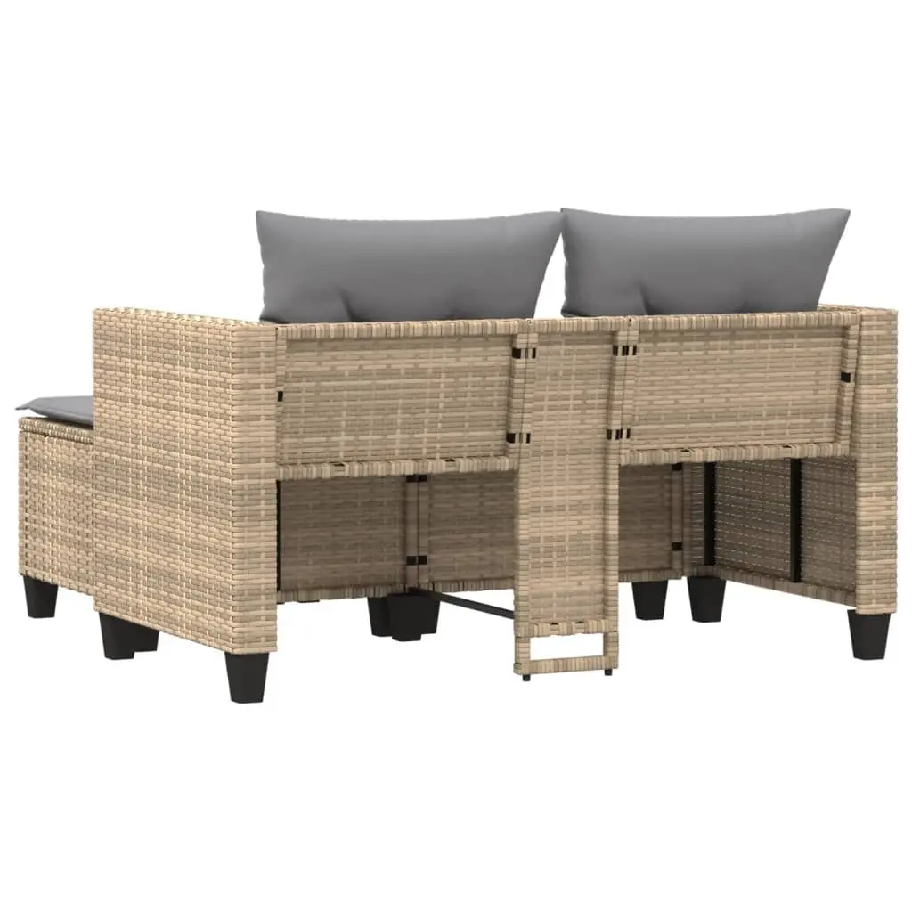 Garden Sofa 2-Seater Outdoor Lounging Beige Poly Rattan