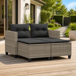 Grey 2-Seater Outdoor Sofa with Stools for Relaxation