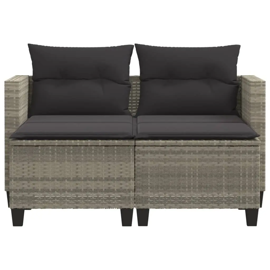 Grey 2-Seater Outdoor Sofa with Stools for Relaxation