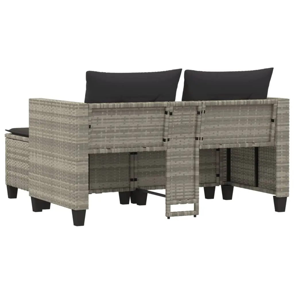 Grey 2-Seater Outdoor Sofa with Stools for Relaxation
