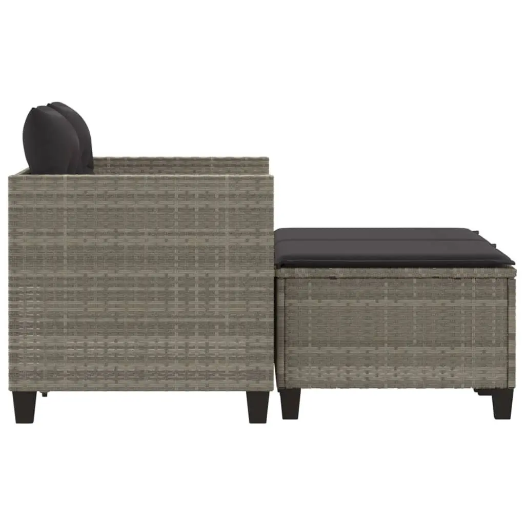 Grey 2-Seater Outdoor Sofa with Stools for Relaxation
