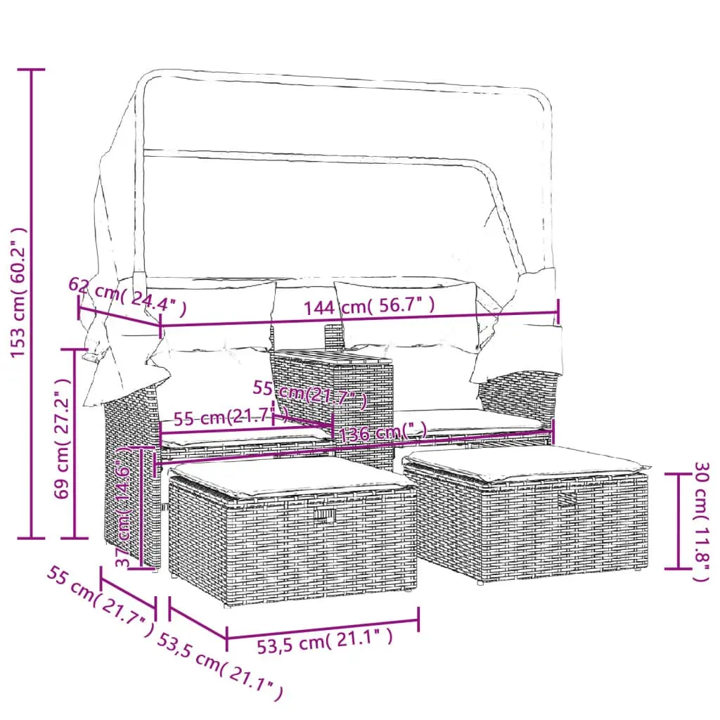 Outdoor Sofa with Canopy