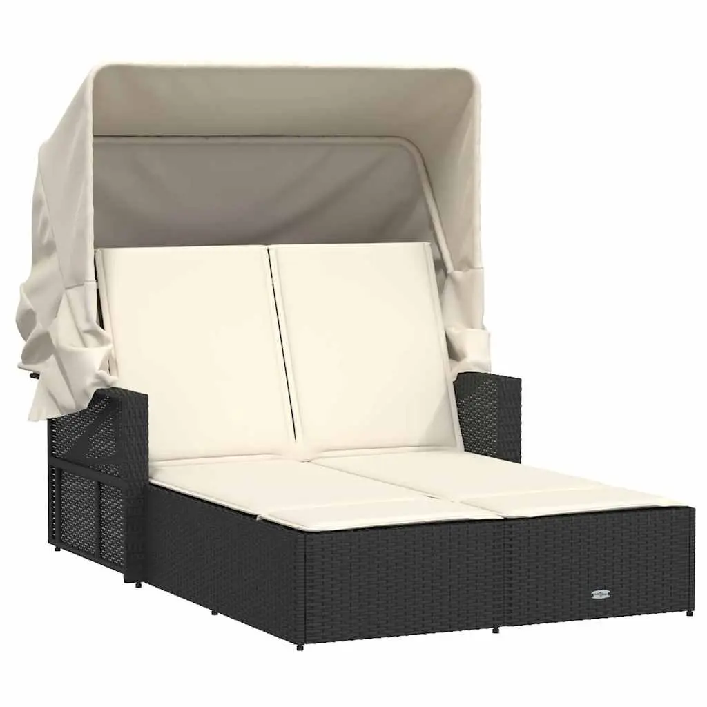 Double Sun Lounger Outdoor Furniture Canopy Cushions Rattan Garden Seating