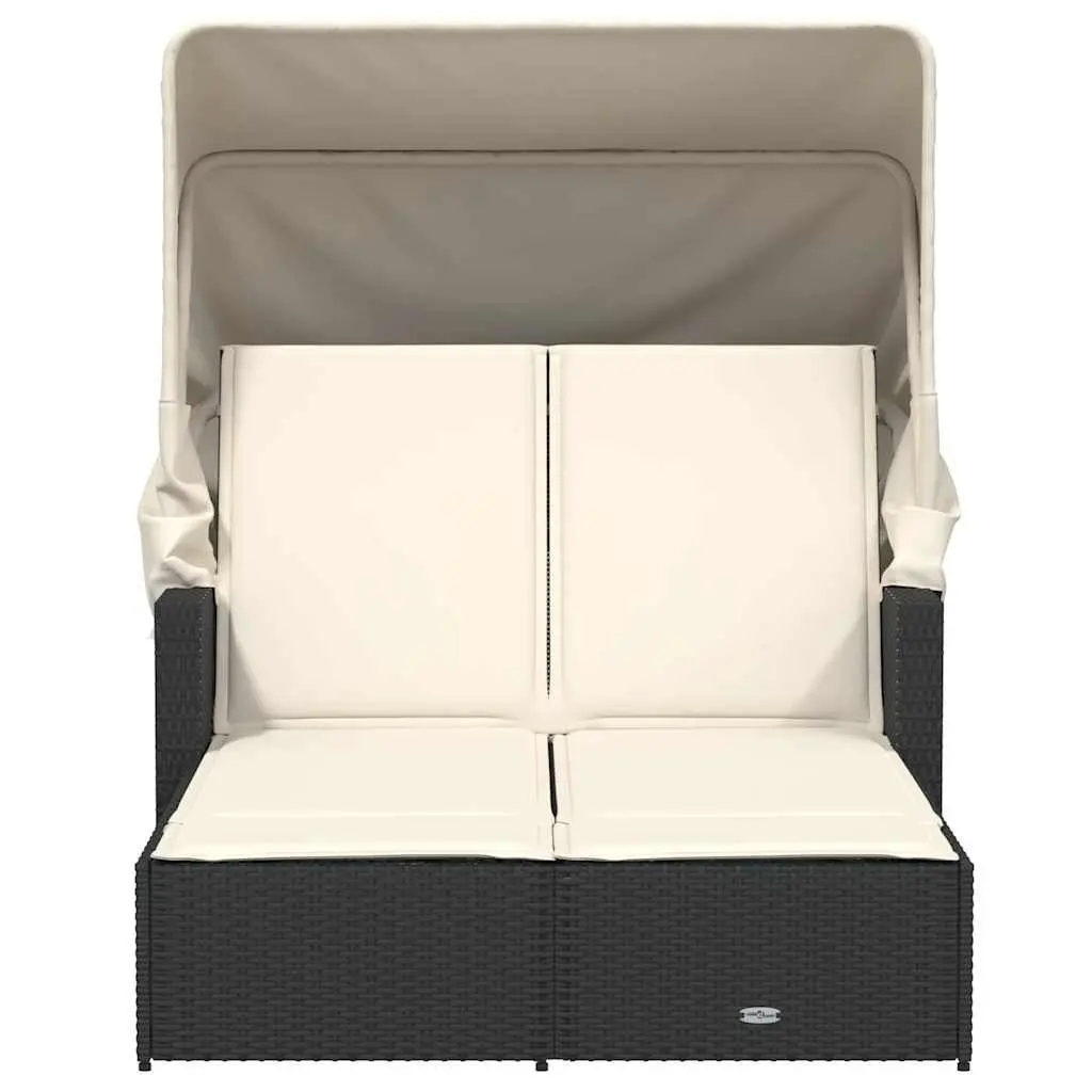 Double Sun Lounger Outdoor Furniture Canopy Cushions Rattan Garden Seating