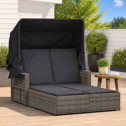 Comfortable Double Sun Lounger with Canopy in Grey
