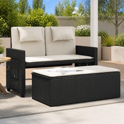 Cozy Black Outdoor Loveseat Sofa Bed with Cushions