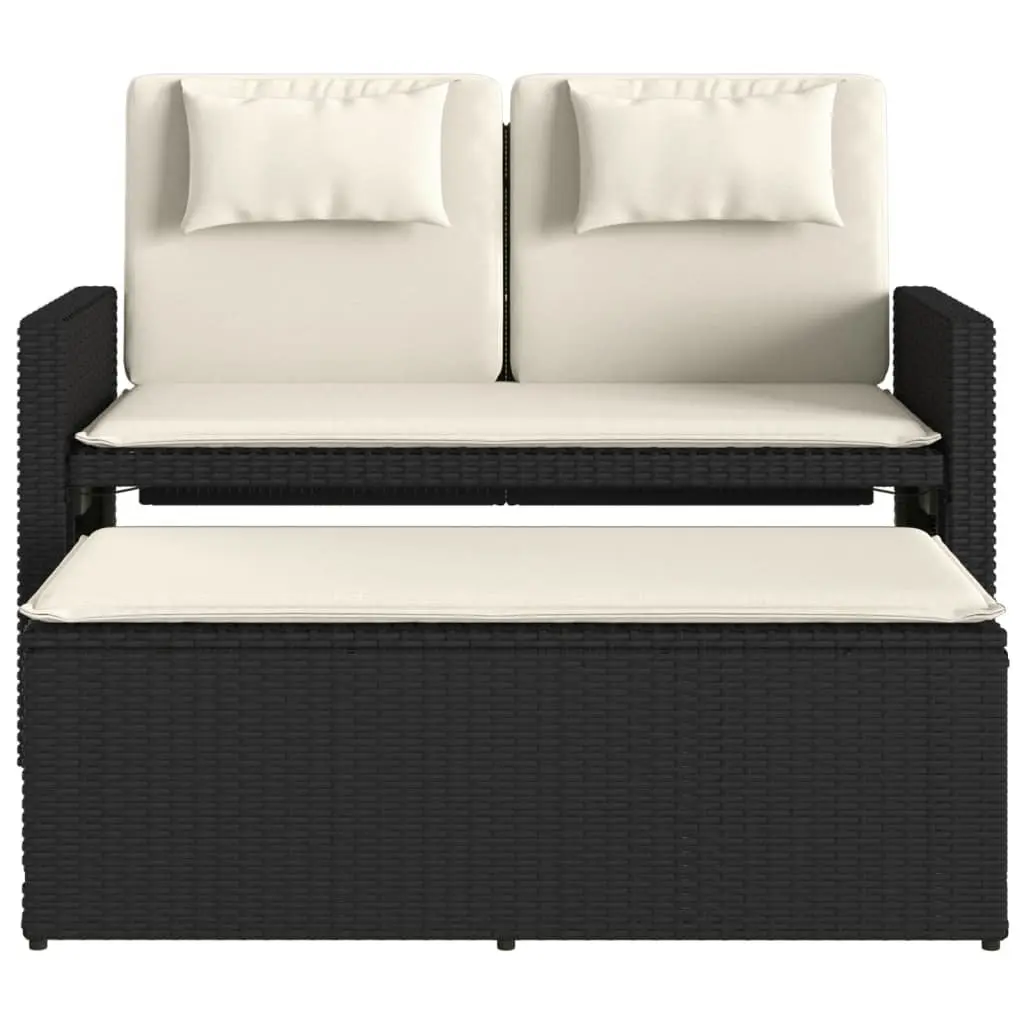 Reclining Garden Bench Loveseat Sofa Bed Adjustable Black