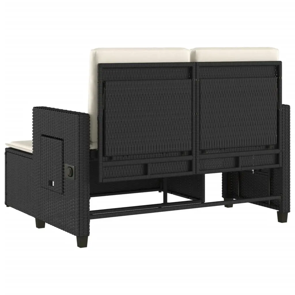 Reclining Garden Bench Loveseat Sofa Bed Adjustable Black
