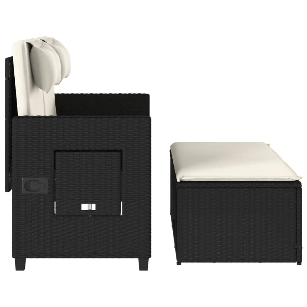 Reclining Garden Bench Loveseat Sofa Bed Adjustable Black