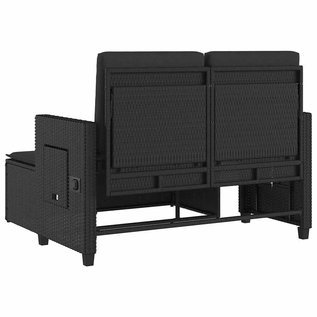 Outdoor Reclining Garden Bench Loveseat Sofa Bed Adjustable Backrest Black