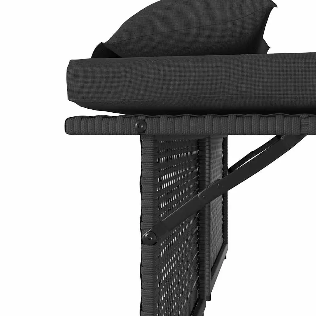 Outdoor Reclining Garden Bench Loveseat Sofa Bed Adjustable Backrest Black