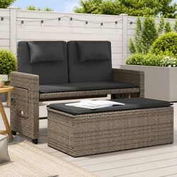 Comfortable Grey 2-in-1 Reclining Bench for Outdoor Use