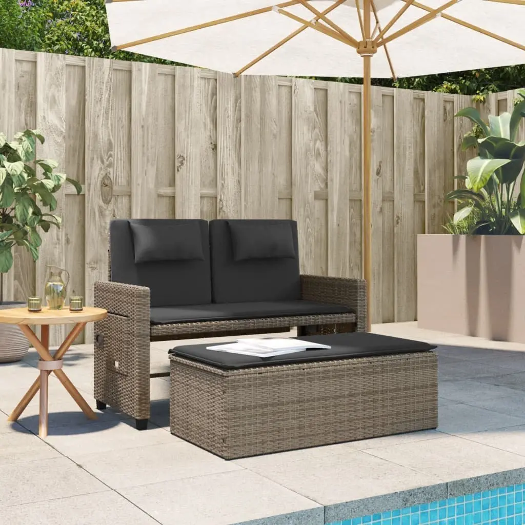 Grey 2-in-1 Reclining Bench for Outdoor Use