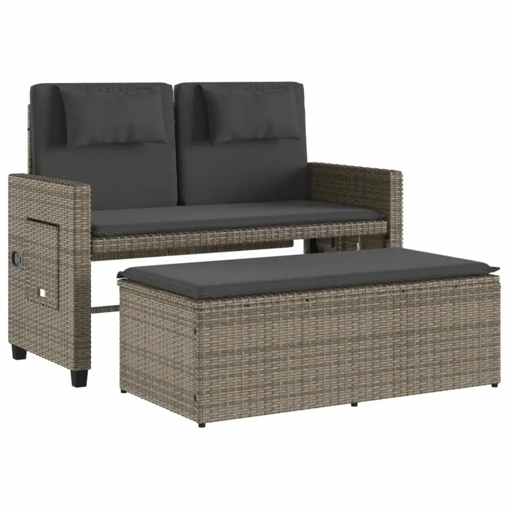 Grey 2-in-1 Reclining Bench for Outdoor Use