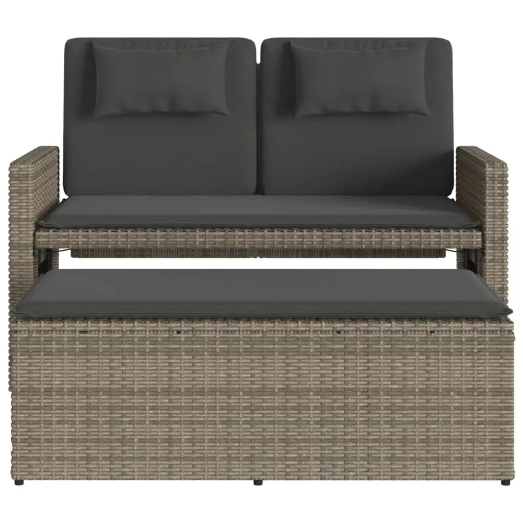 Grey 2-in-1 Reclining Bench for Outdoor Use