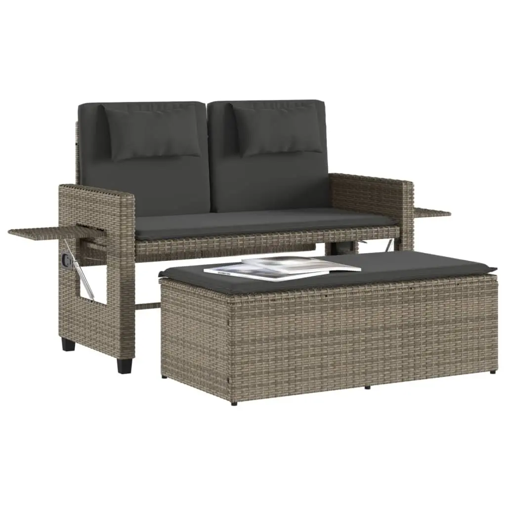 Grey 2-in-1 Reclining Bench for Outdoor Use