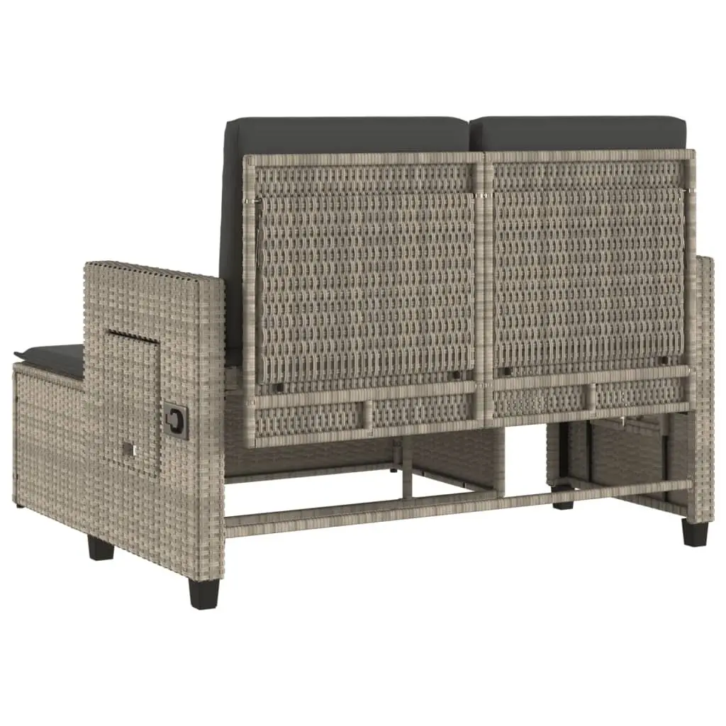 Reclining Outdoor Garden Bench 2-in-1 Loveseat Sofa Bed with Cushions Grey