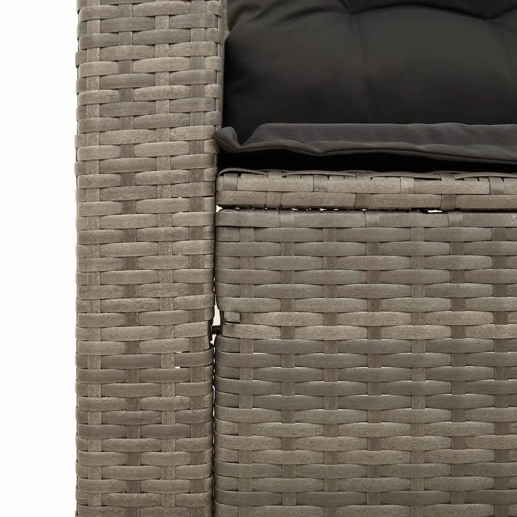 Outdoor Lounge Sofa Grey 3-Seater Poly Rattan with Cushions for Patio Relaxation