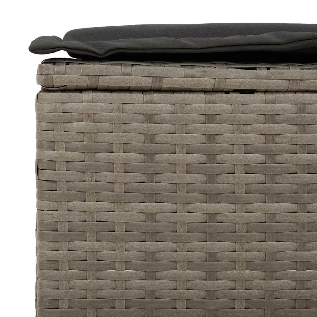Outdoor Lounge Sofa Grey 3-Seater Poly Rattan with Cushions for Patio Relaxation
