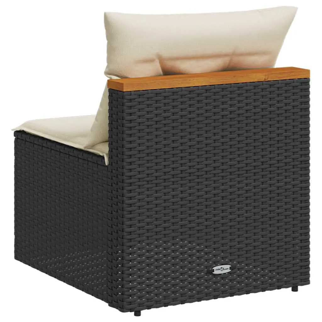 Modular Armless Outdoor Sofas Garden Seating Set 2 Pieces Black Rattan with Cushions