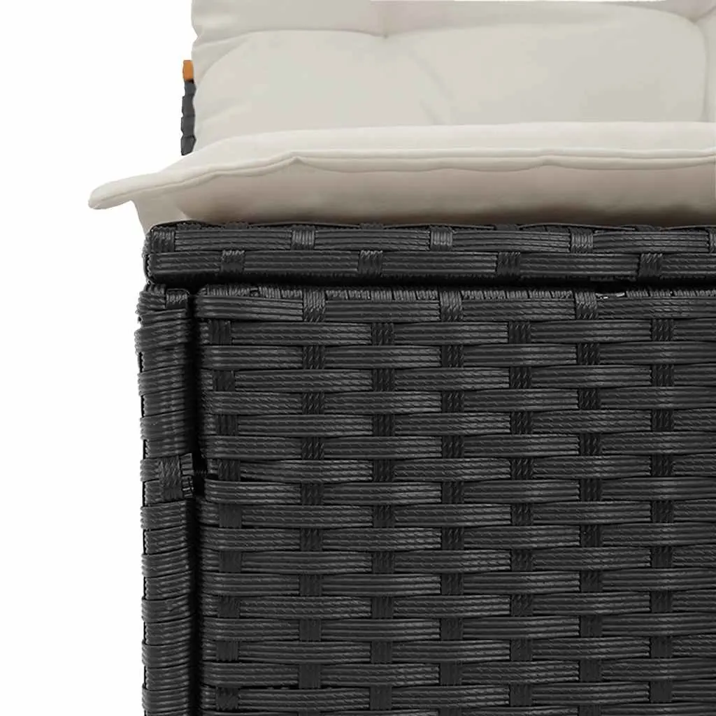 Modular Armless Outdoor Sofas Garden Seating Set 2 Pieces Black Rattan with Cushions