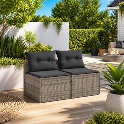 Outdoor Garden Sofas: Grey Armless 2 Piece Set with Comfort and Value