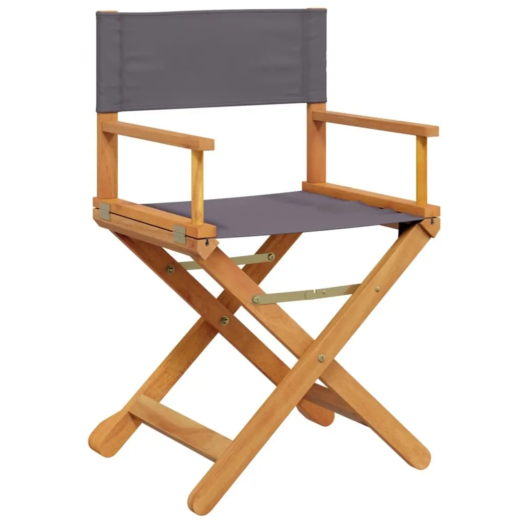 Folding Director Chair Set 2 pcs Outdoor Garden Camping Portable Grey Fabric