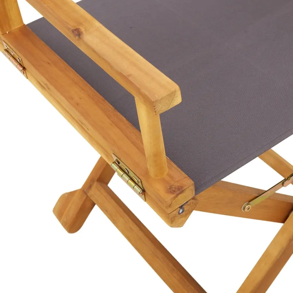 Folding Director Chair Set 2 pcs Outdoor Garden Camping Portable Grey Fabric