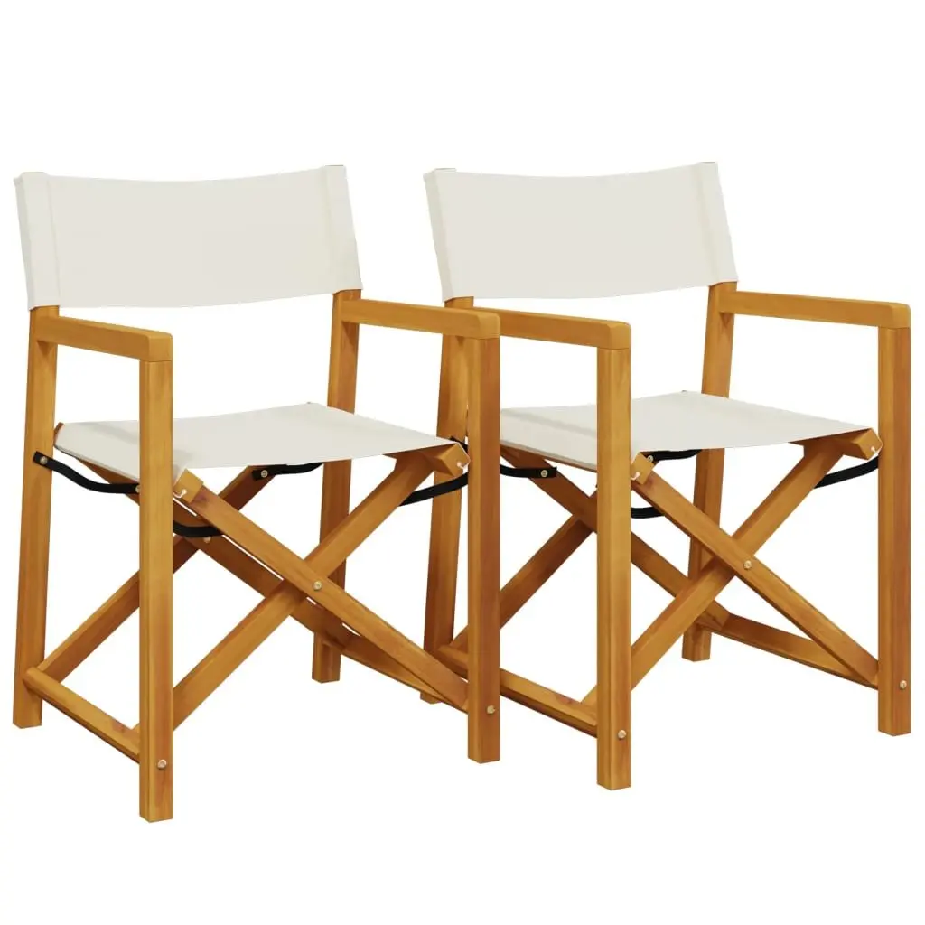 Folding Director Chairs Outdoor Garden Camping 2 Pieces Cream