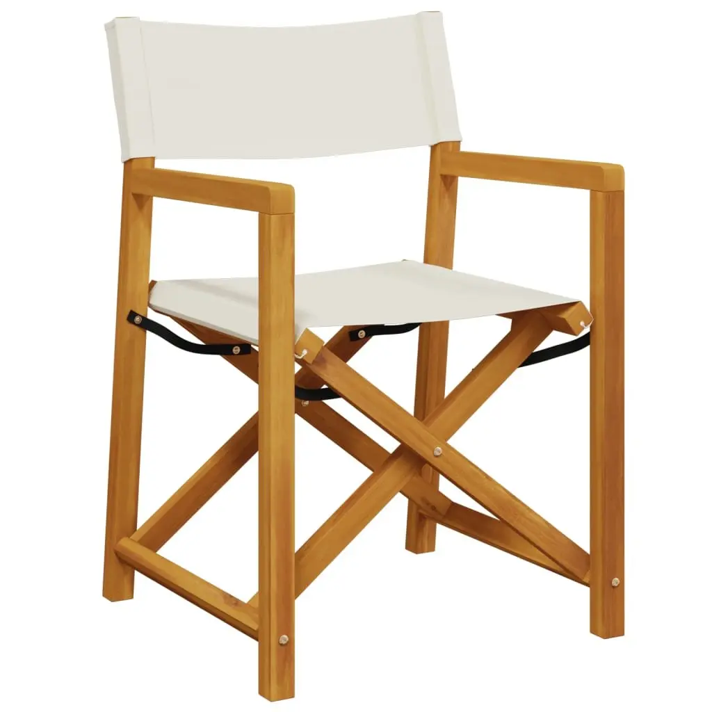 Folding Director Chairs Outdoor Garden Camping 2 Pieces Cream