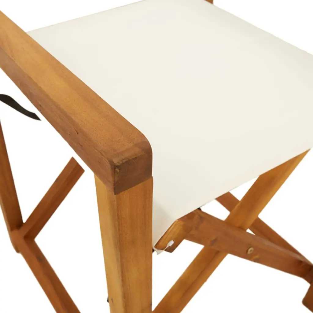 Folding Director Chairs Outdoor Garden Camping 2 Pieces Cream