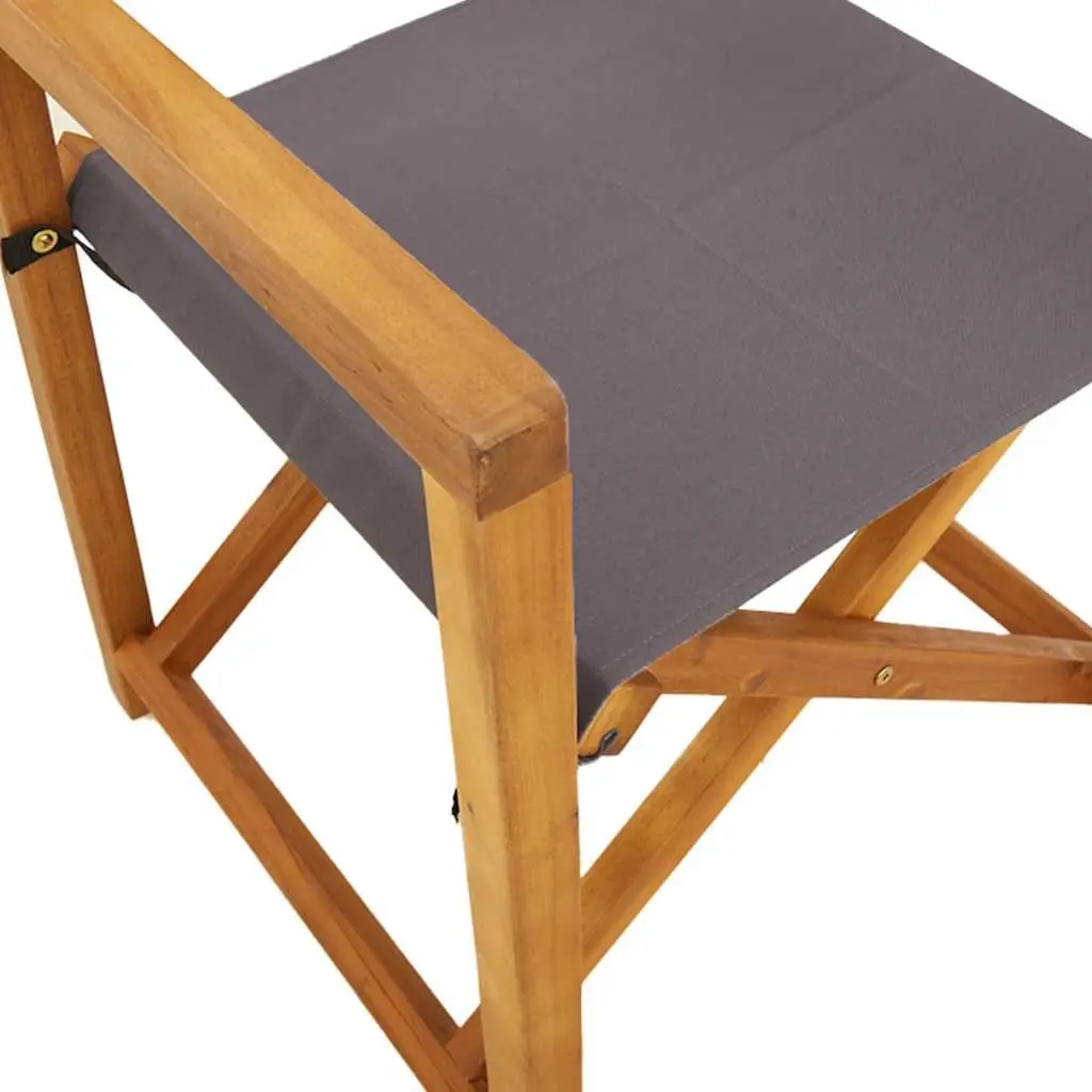 Folding Director Chairs Outdoor Garden Seating 2 Piece Grey Fabric
