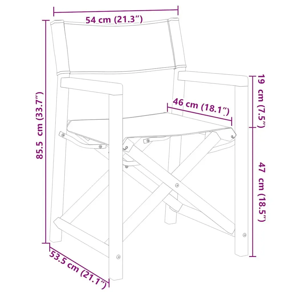 Folding Director Chairs Outdoor Garden Seating 2 Piece Grey Fabric