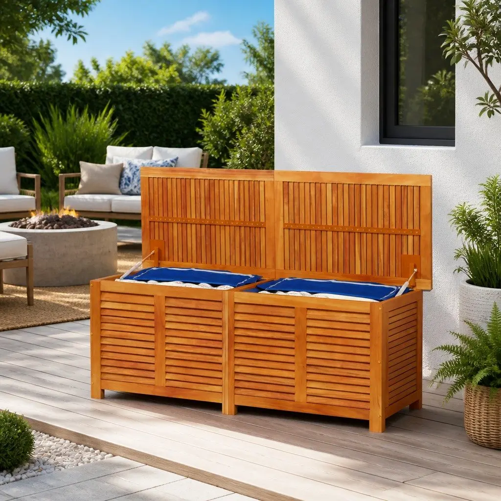 Garden Storage Box in Solid Acacia Wood