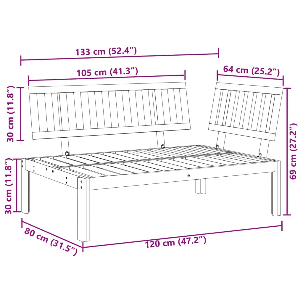 Corner Sofa Outdoor Seating Modular Solid Wood Pallet Brown