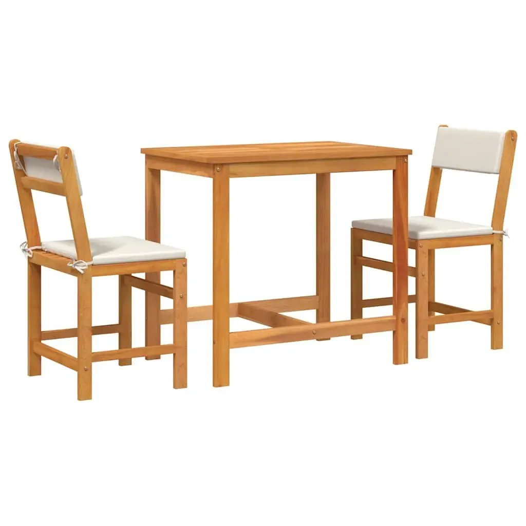 3 Piece Balcony Set Outdoor Patio Furniture Solid Acacia Wood Brown