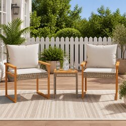 Reliable 3 Piece Bistro Set with Beige Cushions