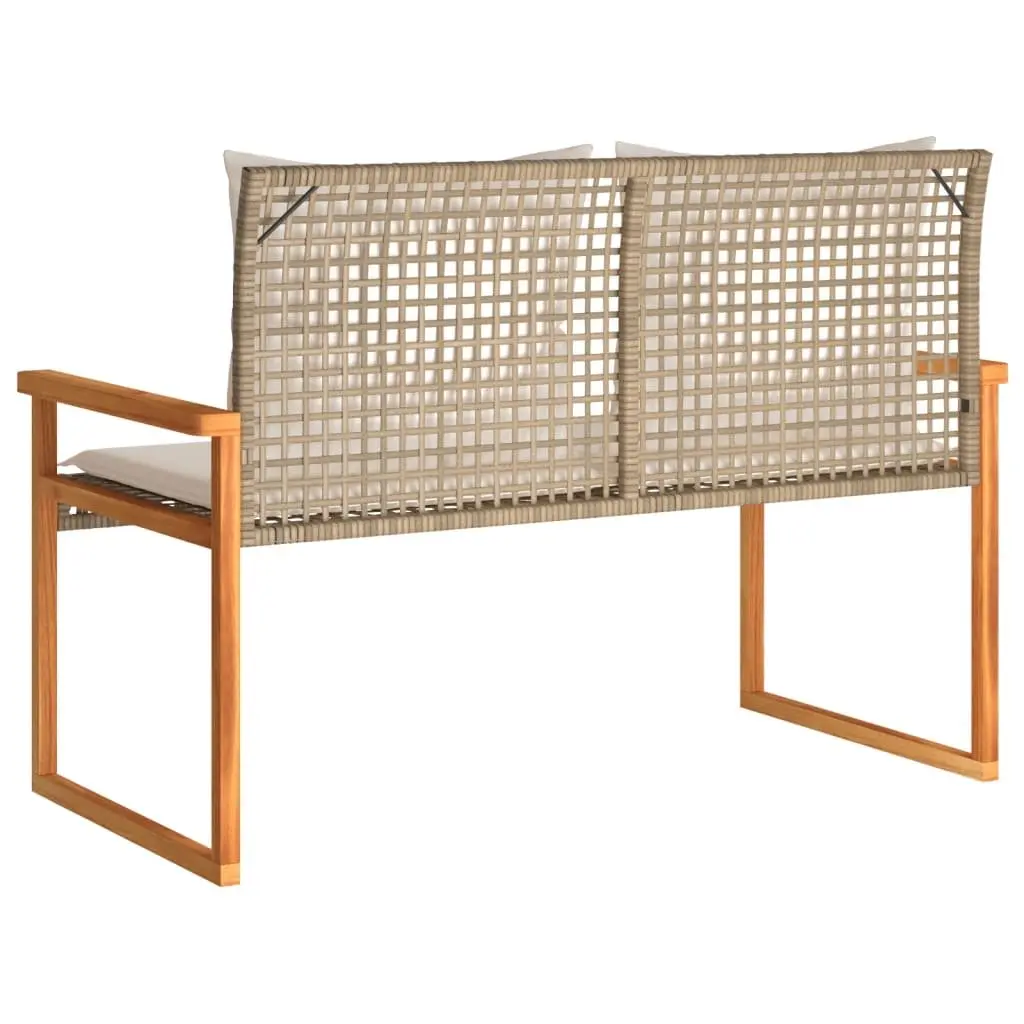 Outdoor Garden Bench Poly Rattan Cushion Beige