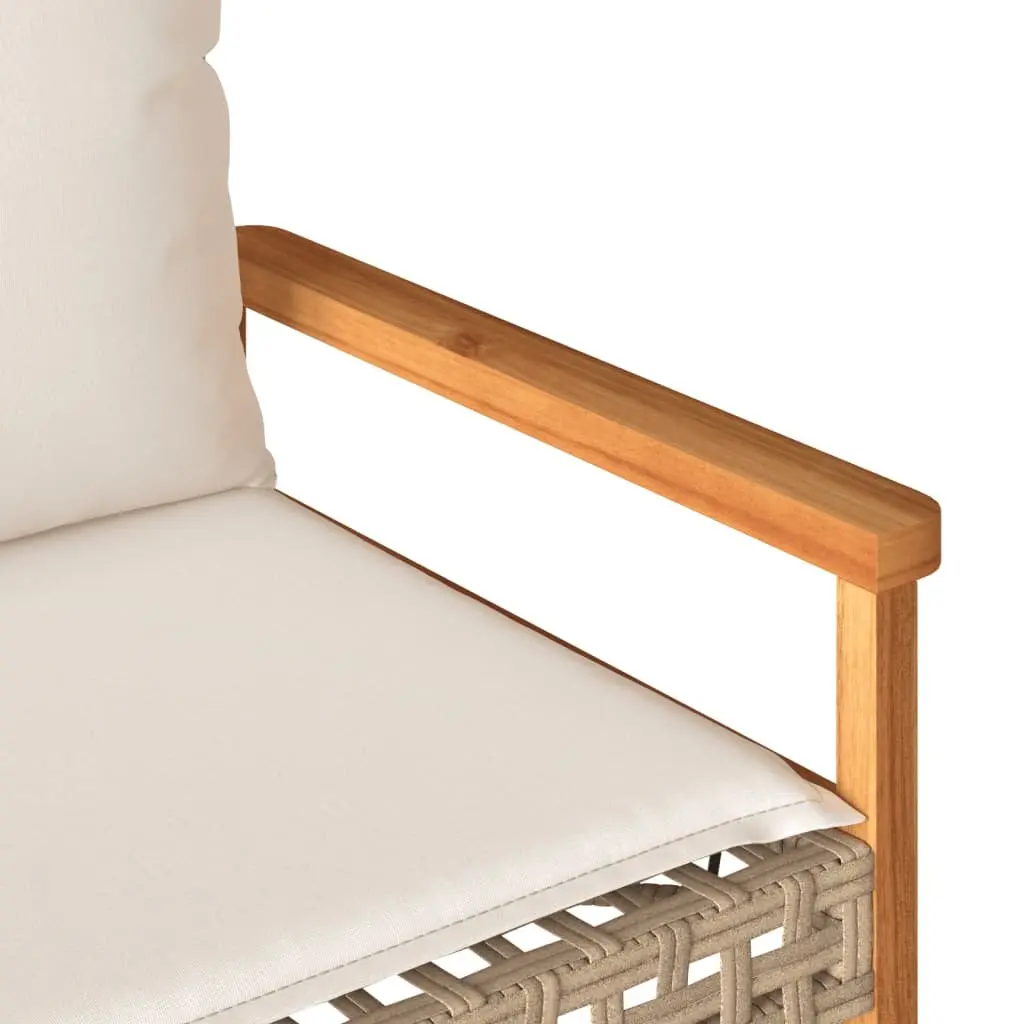 Outdoor Garden Bench Poly Rattan Cushion Beige