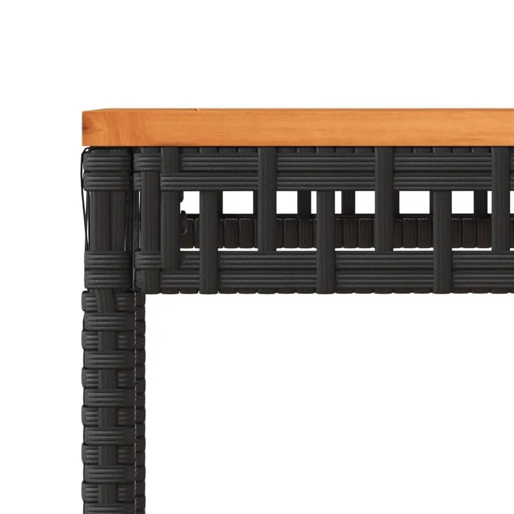 Garden Table Outdoor Patio Furniture 38 x 38 x 42 cm Black Poly Rattan Acacia Wood