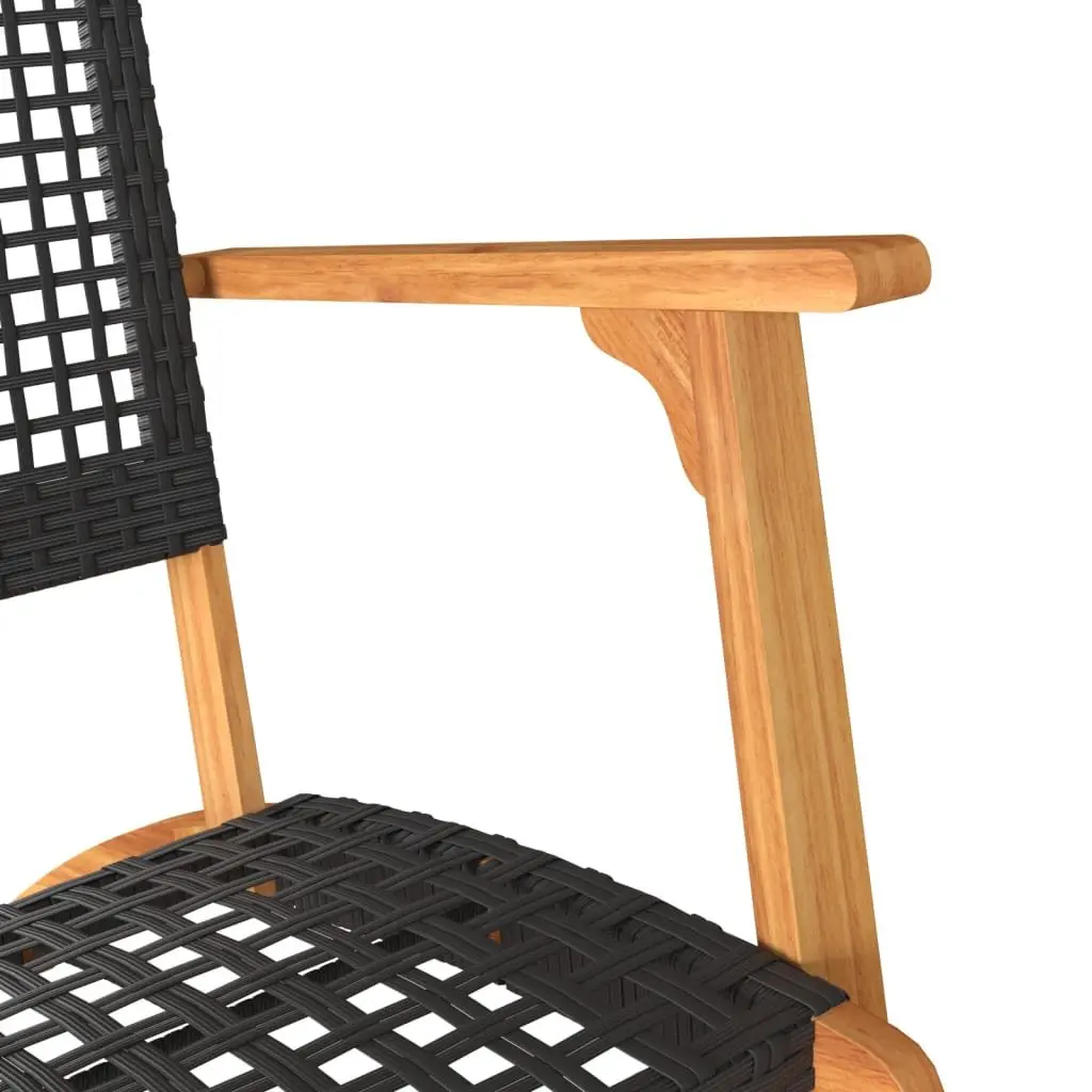 3 Piece Bistro Set Black Outdoor Garden Furniture Patio Table Chairs Rattan