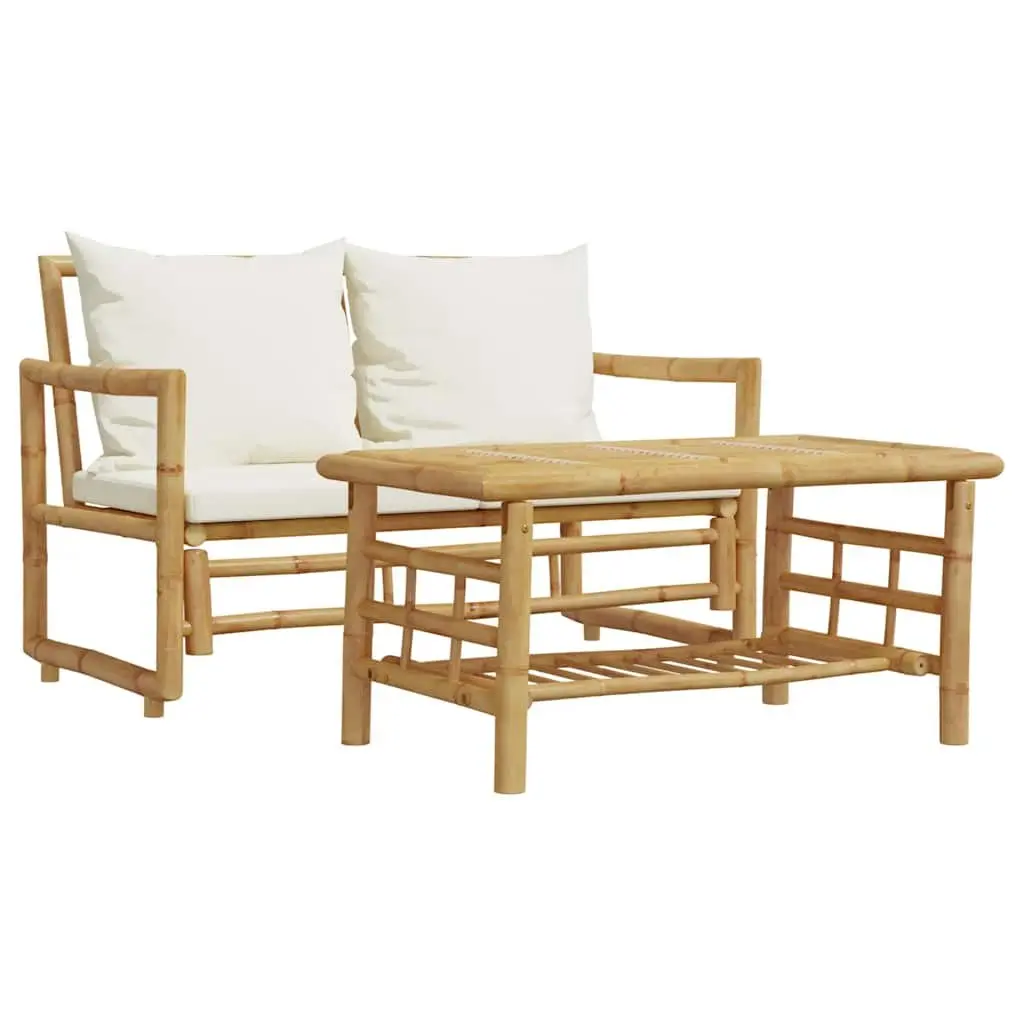 2 Piece Garden Sofa Set with Cushions Outdoor Patio Furniture Brown