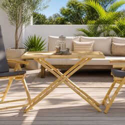 Brown Folding Garden Table 110x55x75cm for Outdoors