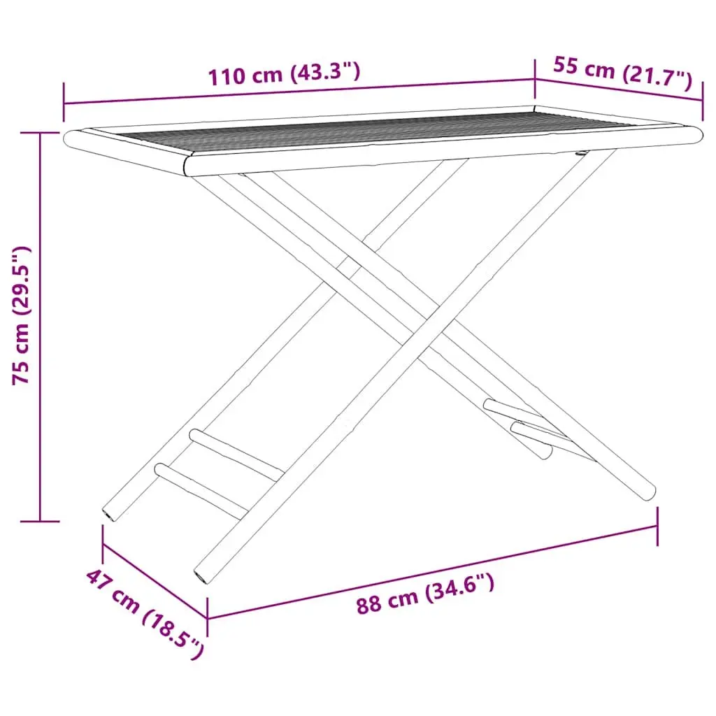 Folding Garden Table Outdoor Patio 110x55x75cm Brown Foldable Portable