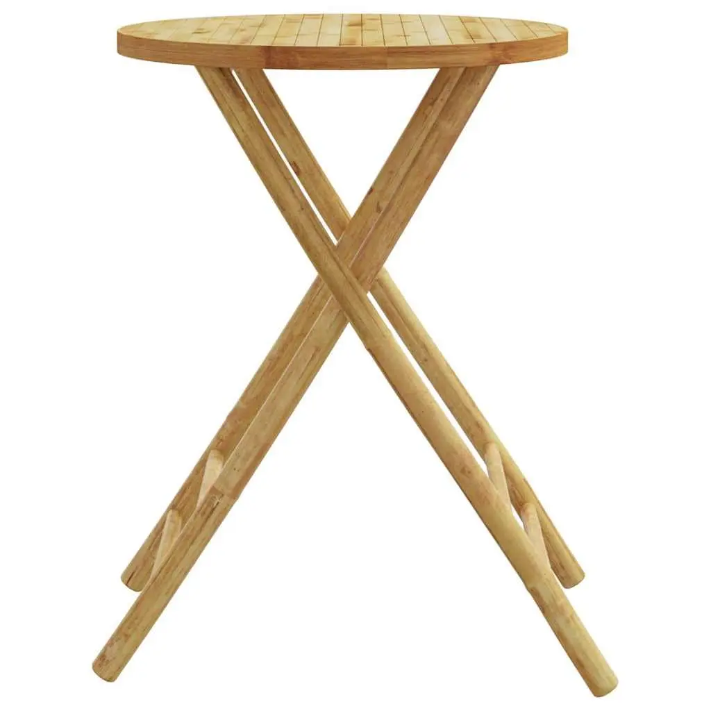 Folding Garden Table Round Outdoor Patio Furniture 55x75cm Brown Bamboo