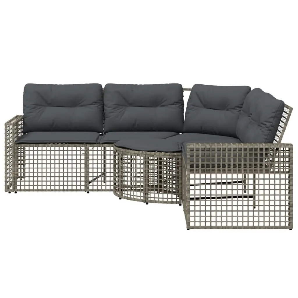 L-Shaped Garden Sofa with Footstool in Grey