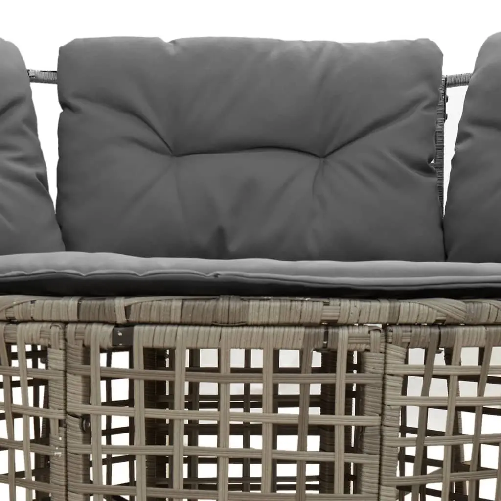 L-Shaped Garden Sofa with Footstool in Grey